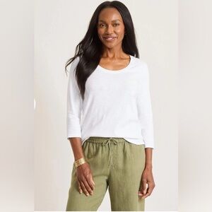 Tommy Bahama white "Ashby Isles" 3/4 sleeve scoop neck tee sz L